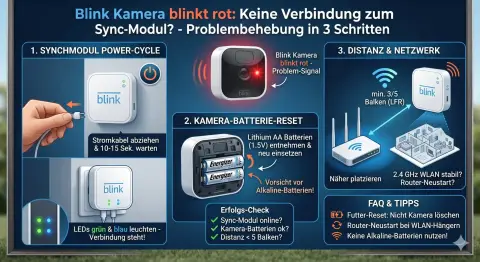 Blink Kamera blinkt rot: Keine Verbindung zum Sync-Modul?