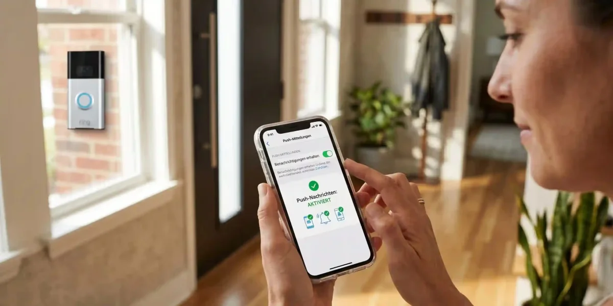Ein Benutzer prüft die Akku-Einstellungen auf seinem Smartphone. Diese Fehlerbehebung ist wichtig, wenn die Ring Türklingel benachrichtigt nicht.