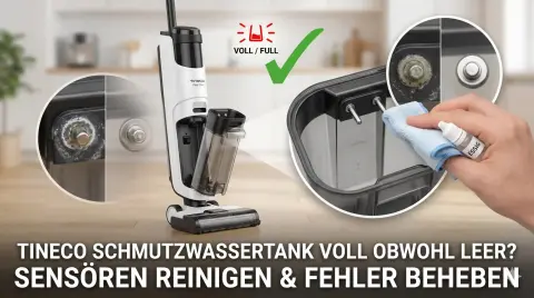 Tineco Schmutzwassertank voll obwohl leer: Sensor reinigen